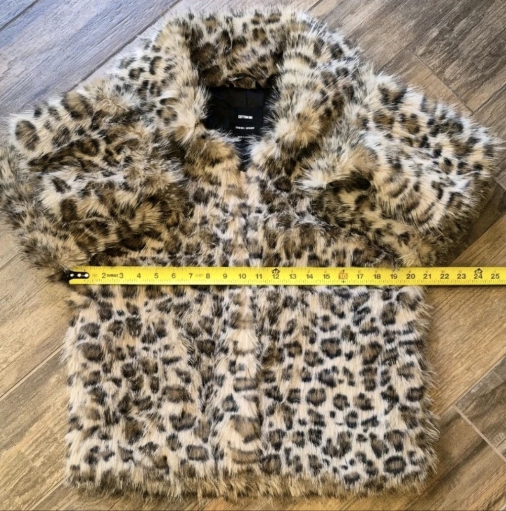 XS-M Faux Fur Animal Leopard Print Fully Lined Coat Jacket, Cotton On NWT - Picture 11 of 16